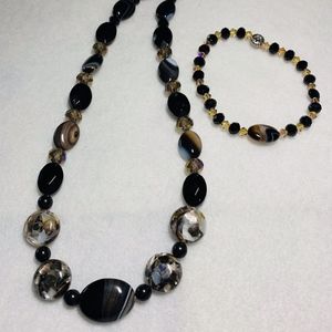 Black Marble Stone Jewelry Set